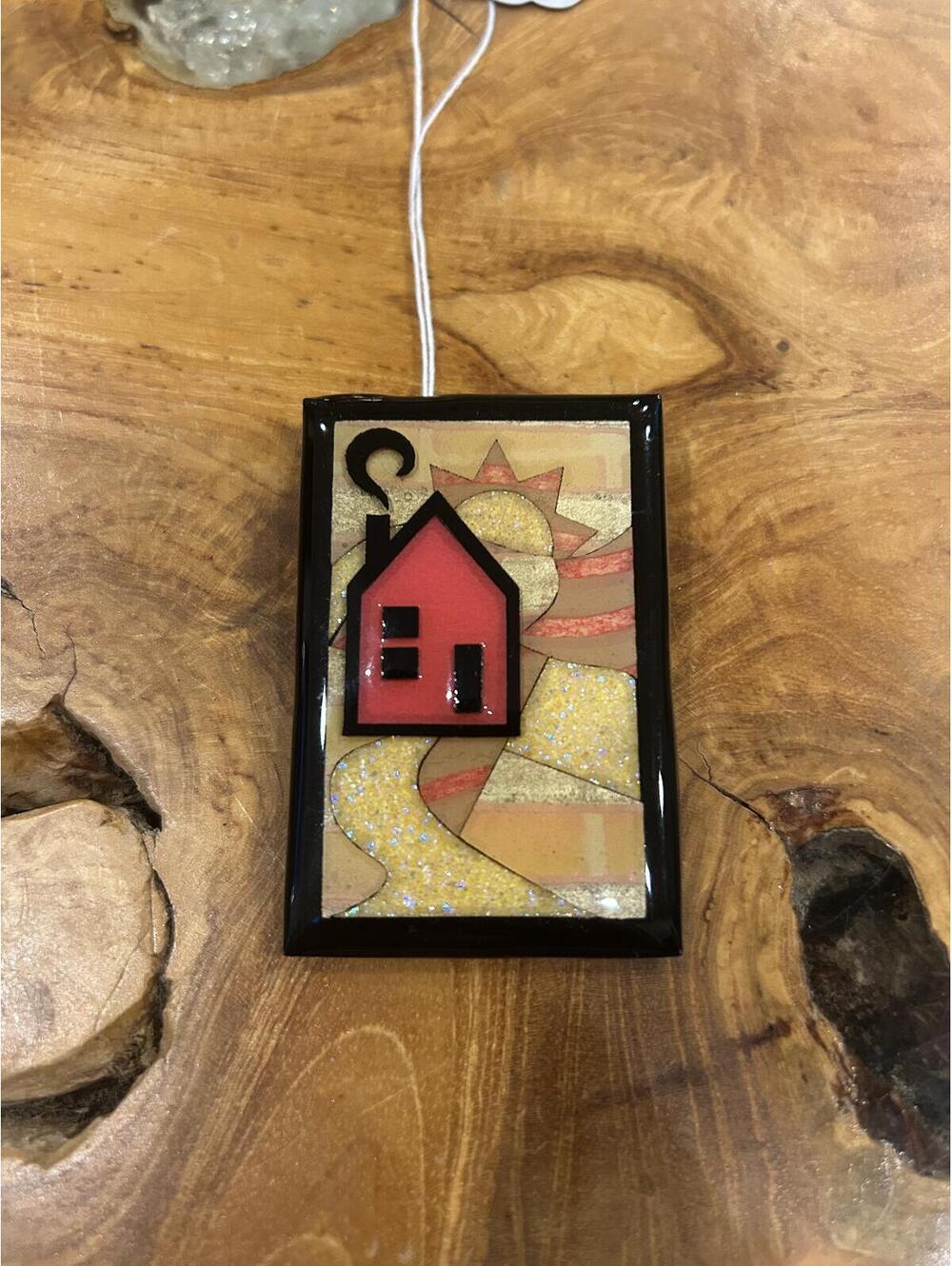 House Pins by Lucinda Vintage Decorative Pin with Red House Design